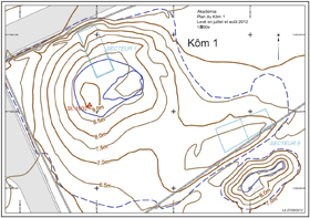 Kôm 1, plan topographique